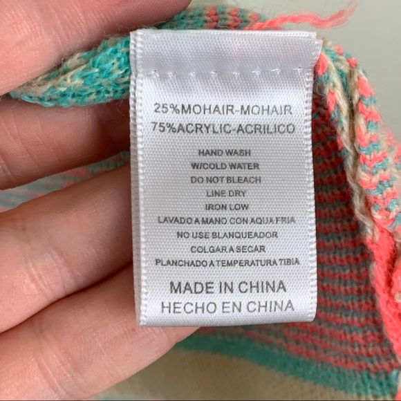 B Sharp Small Neon Aztec Waterfall Open Front Vest Cardigan Mohair soft - Picture 5 of 6